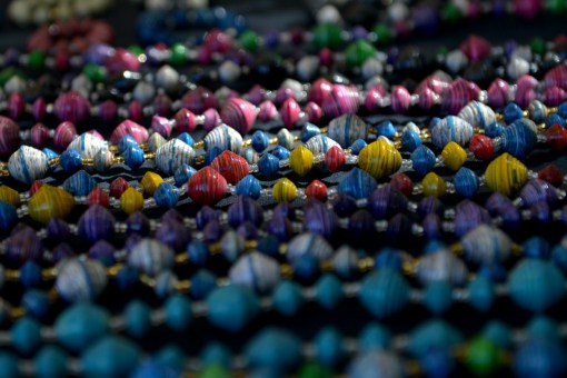 Varnished paper beads