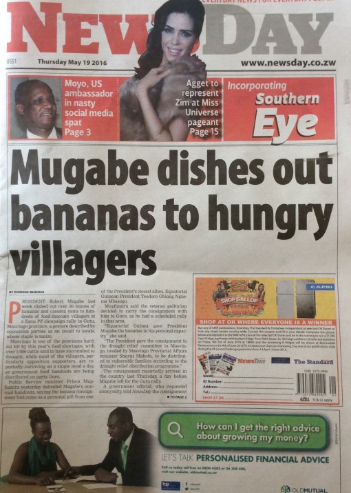 And the insult. Not only are bananas perishable but the gift also included yams which are not eaten here. And it was all imported from Equatorial Guinea just when we are restricting imports of, among other things, foodstuffs.