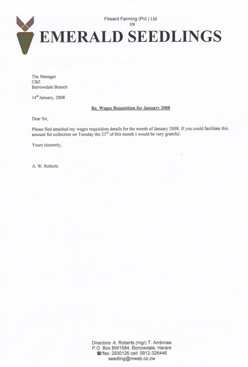 Just change the date and the bank details...